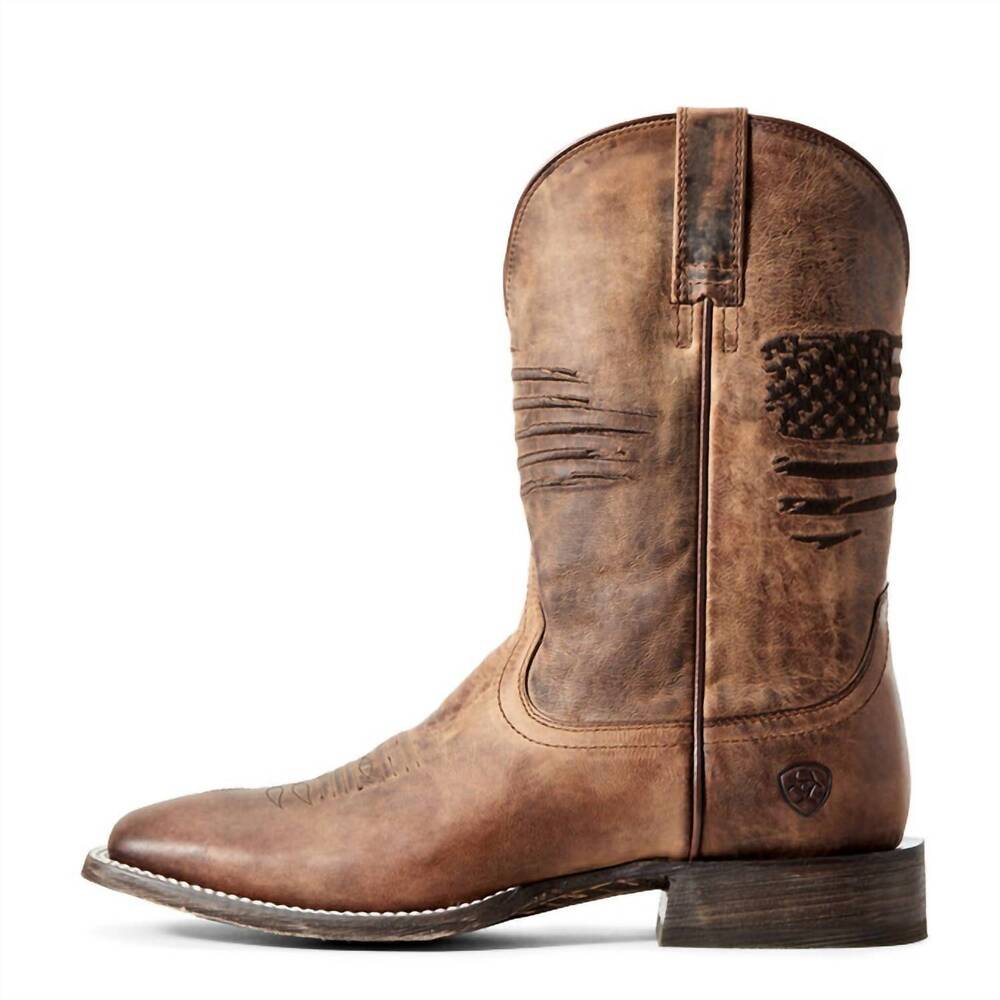 NEW ARIAT men's circuit patriot boots in weathered tan